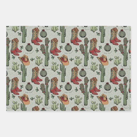 Country Cowboy Howdy Kerstmis Inpakpapier Vel (Voorkant)