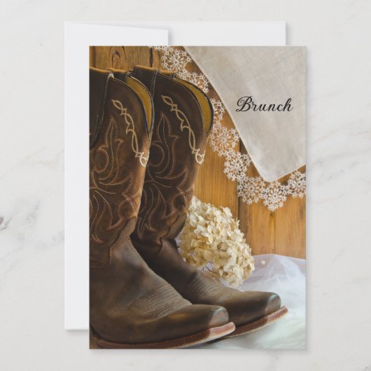 Country Cowboy Laarzen en Kant Bruiloft Na Bruilof Kaart (Voorkant)