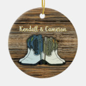 Country Cowboy Laarzen Koppels Eerste Kerst Keramisch Ornament (Voorkant)