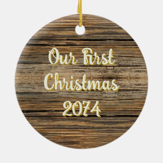 Country Cowboy Laarzen Koppels Eerste Kerst Keramisch Ornament (Achterkant)