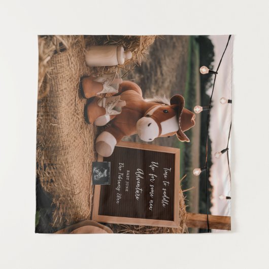 Country cowboy paard Zwangerschap Aankondiging Wandkleed (Voorkant (horizontaal))