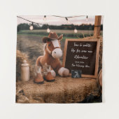 Country cowboy paard Zwangerschap Aankondiging Wandkleed (Voorkant)