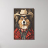 Country Cowboy Shetland Sheepdog | Sheltie Canvas Afdruk (Voorkant)
