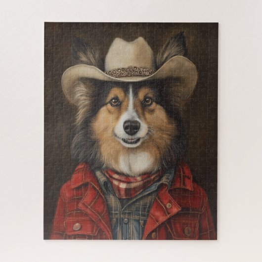 Country Cowboy Shetland Sheepdog | Sheltie Legpuzzel (Verticaal)