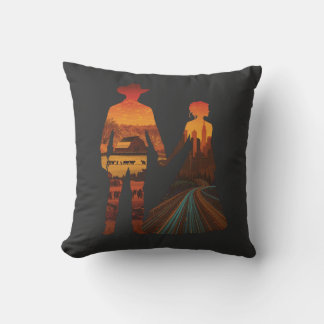 Country Cowboy & Stadsmeisje Silhouet Kussen