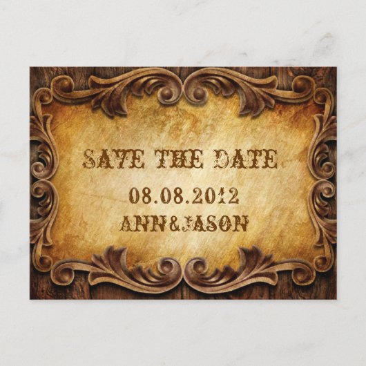 Country Cowboy Western Wedding save the date Aankondigingskaart (Voorkant)