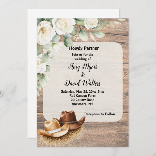 Country Cowboy Westerne bruiloft uitnodiging (Voorkant / Achterkant)