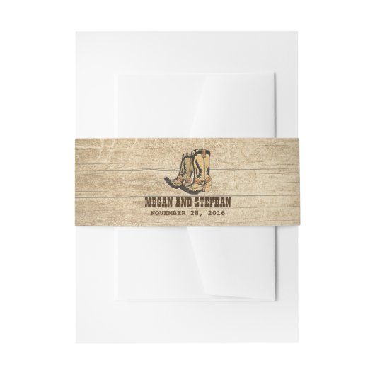 Country Cowboylaarzen Rustieke Bruiloft Uitnodigingen Wikkel (Voorkant Voorbeeld)