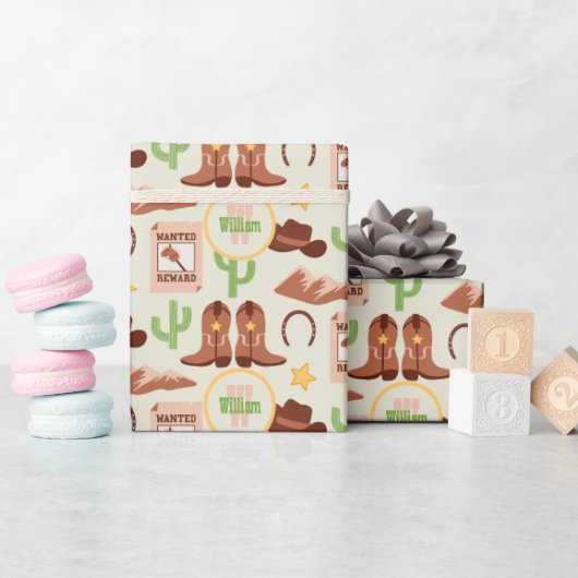 Country Cowboylaarzen Stick Horse Desert Western Cadeaupapier (Baby Shower)