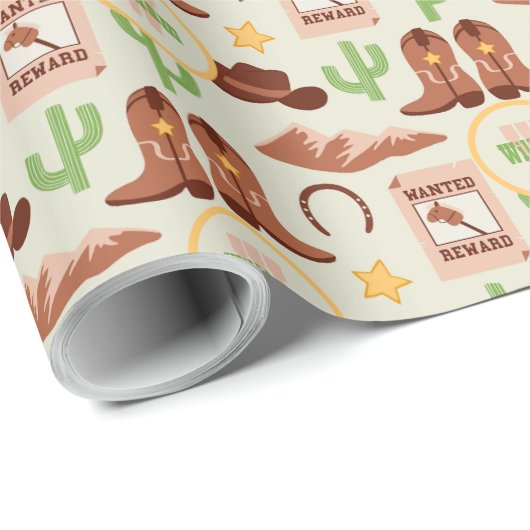 Country Cowboylaarzen Stick Horse Desert Western Cadeaupapier (Rol Hoek)