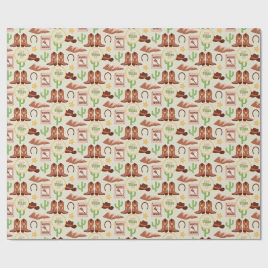 Country Cowboylaarzen Stick Horse Desert Western Cadeaupapier (Vlak)