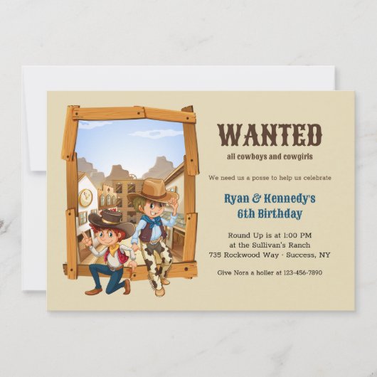 Country Cowboys verjaardagsfeestje uitnodiging (Voorkant)