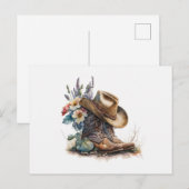 Country Cowgirl Boots Flower Hat Texas Briefkaart (Voorkant / Achterkant)