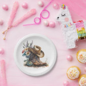 Country Cowgirl Boots Flower Hat Texas Papieren Bordje (Feest)