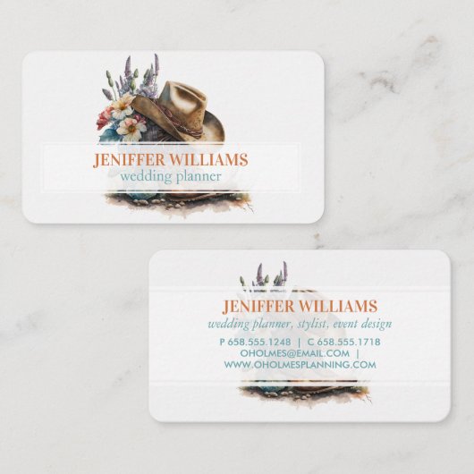 Country Cowgirl Boots Flower Hat Texas Visitekaartje (Voorkant / Achterkant)