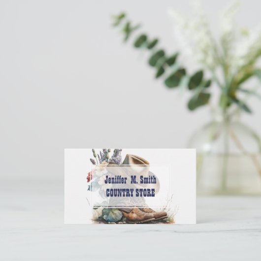 Country Cowgirl Boots Flower Hat Texas Visitekaartje (Staand voorkant)