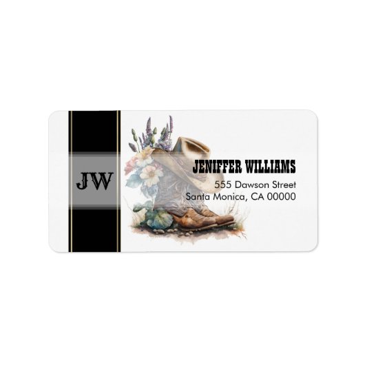 Country Cowgirl Boots Flower Pet Etiket (Voorkant)