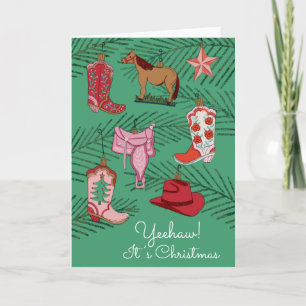 Country Cowgirl Christmas Gevouwen Wenskaart Kaart