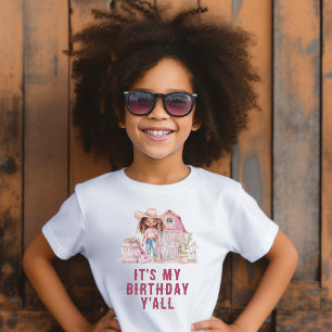 Country Cowgirl Het is mijn verjaardag jongens T-shirt