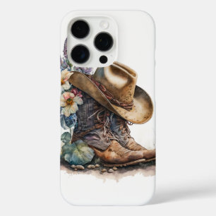 Country Cowgirl Laarzen Bloem Hoed Texas iPhone 16 Pro Hoesje