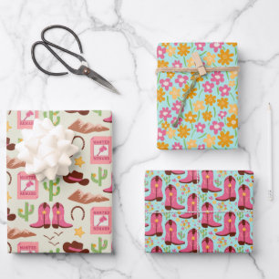 Country Cowgirl laarzen Schattig Stick Horse Weste Inpakpapier Vel