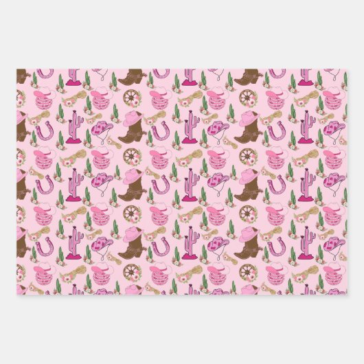 Country Cowgirl Westers Patroon Inpakpapier Vel (Voorkant)