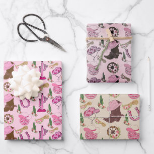 Country Cowgirl Westers Patroon Inpakpapier Vel
