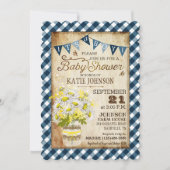 Country Daisies Gingham Check Boy Baby shower Kaart (Voorkant)