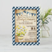 Country Daisies Gingham Check Boy Baby shower Kaart (Staand voorkant)