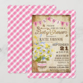 Country Daisies Gingham Check Girl Baby shower Kaart (Voorkant / Achterkant)