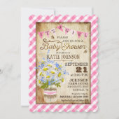 Country Daisies Gingham Check Girl Baby shower Kaart (Voorkant)