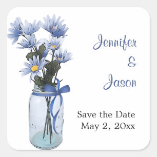 Country Daisies Mason Jar - Save the Date Stickers