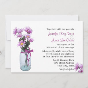 Country Daisies Mason Jar - Wedding Invitation Kaart