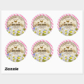 Country Daisies Pink Gingham Check Baby shower Ronde Sticker (Vel)