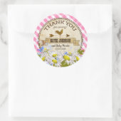 Country Daisies Pink Gingham Check Baby shower Ronde Sticker (Tas)