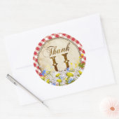 Country Daisies Red Gingham Check Bedankt Ronde Sticker (Envelop)