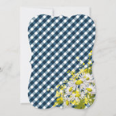 Country Daisy Navy Blue Gingham Check Baby shower Kaart (Achterkant)