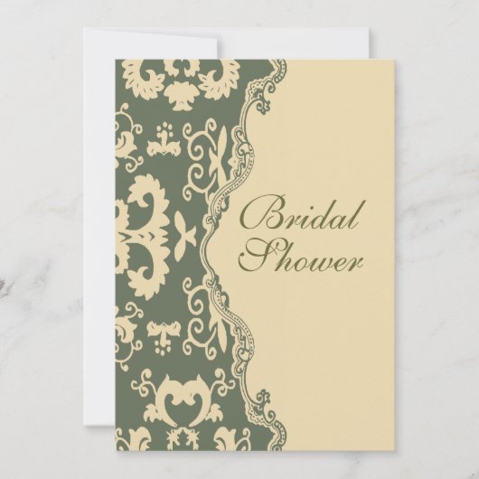 Country Damask  Bruidsdouche Uitnodiging (Voorkant)