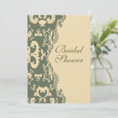 Country Damask  Bruidsdouche Uitnodiging (Staand voorkant)