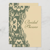 Country Damask  Bruidsdouche Uitnodiging (Voorkant / Achterkant)