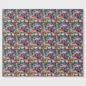 Country Dance Cowboy Cowgirl Kerstman Cadeaupapier (Vlak)