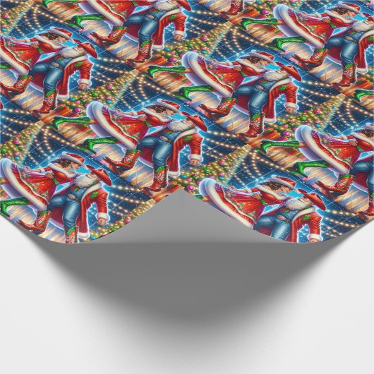 Country Dance Cowboy Cowgirl Kerstman Cadeaupapier (Hoek)