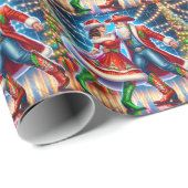 Country Dance Cowboy Cowgirl Kerstman Cadeaupapier (Rol Hoek)