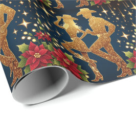 Country Dancers Kerstvakantie Groeten Cadeaupapier