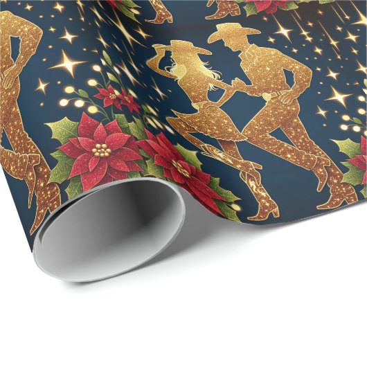 Country Dancers Kerstvakantie Groeten Cadeaupapier (Rol Hoek)