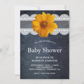 Country Denim Lace Zonnebloem Baby shower Kaart (Voorkant)