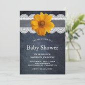 Country Denim Lace Zonnebloem Baby shower Kaart (Staand voorkant)
