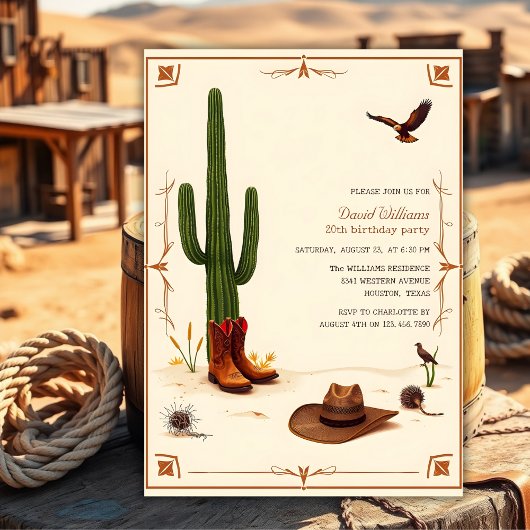 Country Desert Theme Western Cowboy Verjaardag Kaart