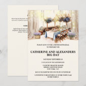 Country dining lavendel al fresco elegante lichten kaart (Voorkant / Achterkant)