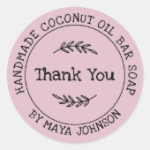 Country Dusty Pink Handmade Bedankt Ronde Sticker (Voorkant)
